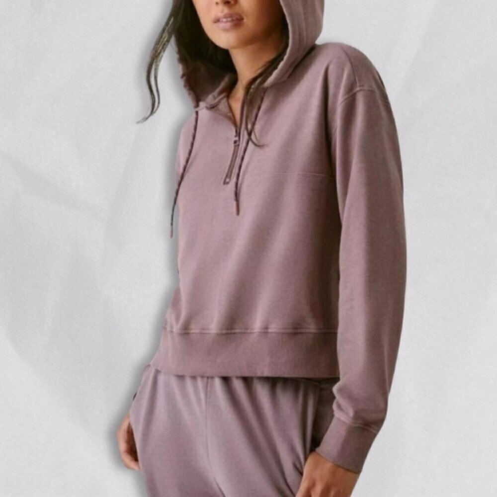 Bass Hibernate Hoodie Jacket Half Zip Closure Attached Drawstring Lavender L NWT